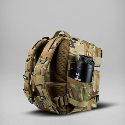 Image of WOLFpak 25L Athletic Gym Backpack (OCP Camo) Durable 1000D Waterproof Oxford Material w /MOLLE Webbing, Laptop Pocket & Dual Cup Holders, Durable Fitness /Travel /Military Daypack