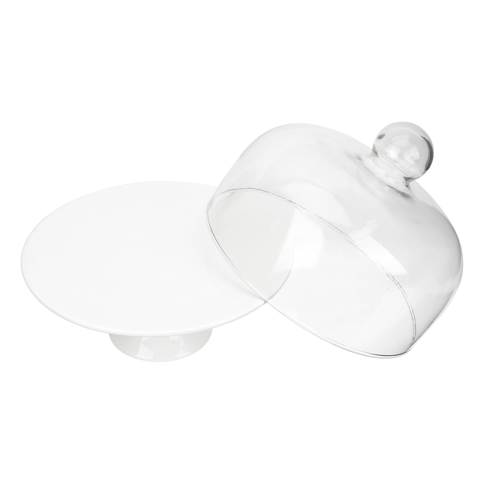iplusmile Soporte para Tartas con Base Alta de Cerámica y Vidrio con Tapa de Cristal Plato de 10 Pulgadas para Postres Frutas y Aperitivos Expositor para Fiestas y Celebraciones