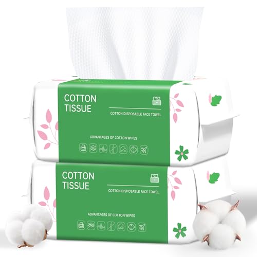 Serviettes jetables biodégradables en coton lot de 200 lingettes sèches
