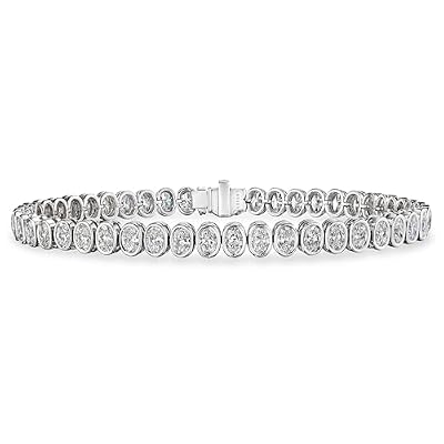 Lumi 6.74 Carat Oval Diamond Tennis Bracelet in 18K White Gold