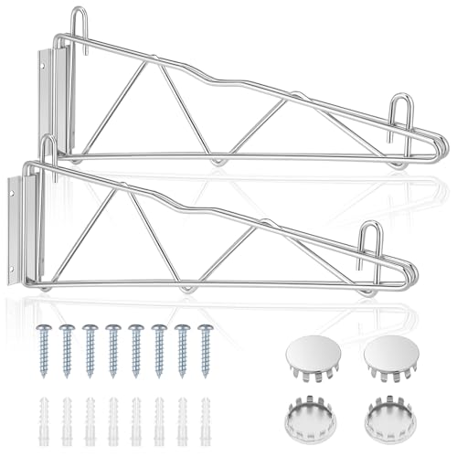 Supports d'étagère murale 45,7 cm lot de 2 chromé argenté pour rangement - 2