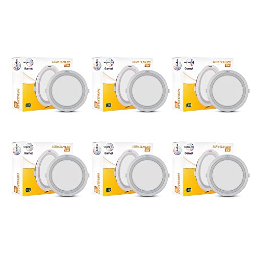 Image of wipro Garnet 3W Round Led Wave Panel Light for Ceiling|Cool White Light (6000K)|Ultra-Slim Design|Recessed Down Light for False Ceiling|Pop Ceiling Light|Cutout - 75Mm|Pack of 6
