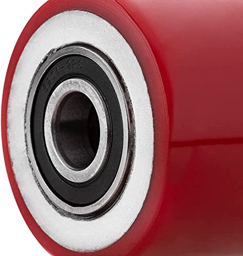 Image of Lyplus Pallet Jack /Truck Load Wheels Set (2 pcs) 3 inch x 3.75 inch with Bearings ID 20mm Poly Tread Red - A Pair (Red)