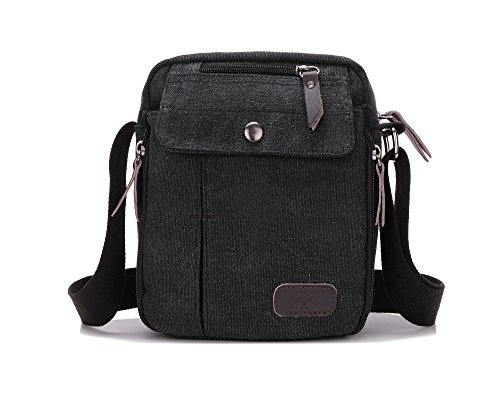 Haoguagua Heavy-Duty Canvas Small Messenger Bag Classic Multi-pocket Mini Shoulder Crossbody Bags Travel