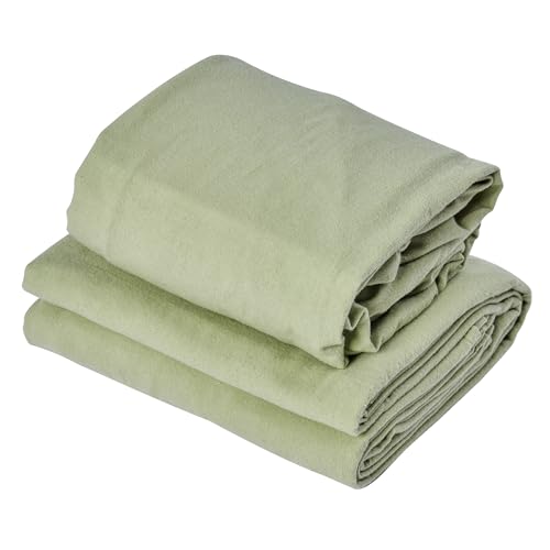 Couverture plate 3 en 1 drap de flanelle vert lys avec housse appui-tête