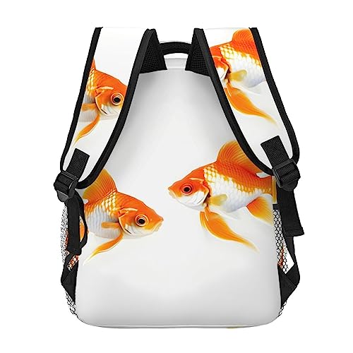 Mochila de viaje escolar de cerdo y pez dorado unisex 4