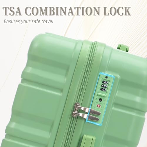Durable 3-Piece ABS Luggage Set with 360° Silent Wheels - Carry-On Suitcase in Green3