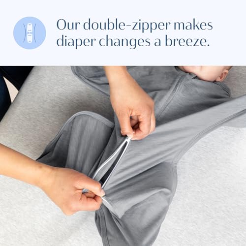 Image of SleepingBaby Zipadee-Zip Transition Swaddle - Cozy Baby Swaddling Blanket with Zipper Convenience - Roomy Wearable Blanket for Easy Diaper Changes - 3-6 Month - Hall of Fame Grey Heather