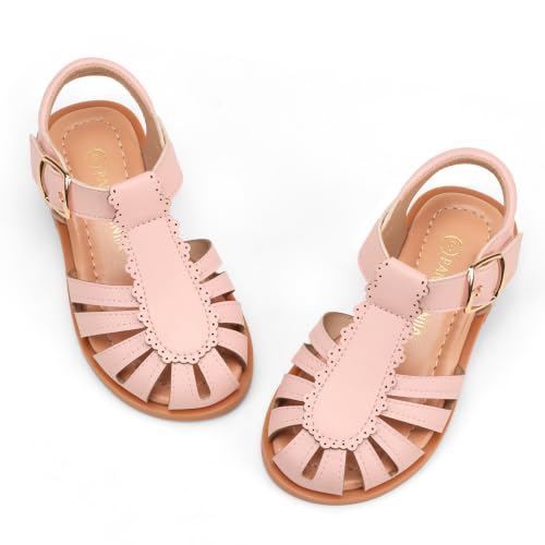 Image of PANDNAINJIA Toddler Girls Sandals T-Strap Dress Summer Shoes