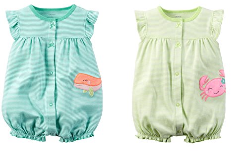 Carter's Baby Girls Cotton Romper Set - Sea Life