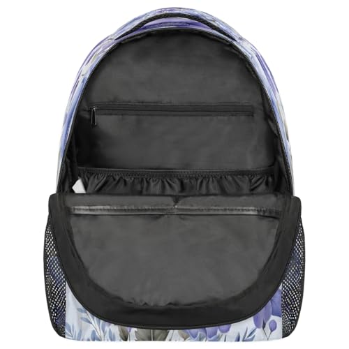 Watercolor Purple Floral Kids Backpack, Lightweight School Bookbag Large Capacity Laptop Backpack Water Resistant Daypack Shoulder Bag for Teenager Boys Girls3