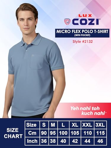 Image of Lux Cozi Men's Cotton Blend Polo T-Shirt with Chest Pocket | Collar T-Shirts for Men | Half Sleeves | Plain - Regular Fit (Pack of 2)
