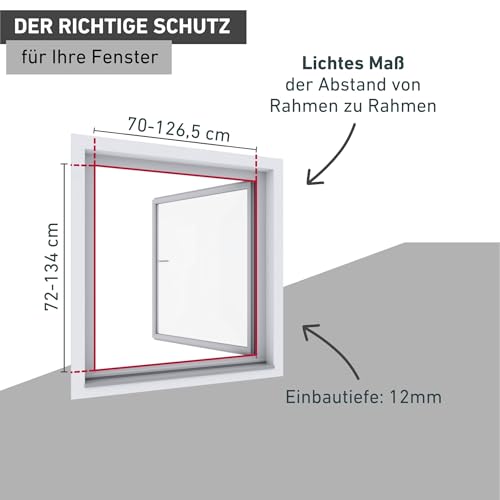 Windhager Insektenschutz | Spannrahmen Fenster teleskopierbar 130 x 140 cm | Fliegengitter mit Rahmen, Fenstergitter ohne bohren, Rahmen-Fenster | stabiler Aluminium-Rahmen | Anthrazit