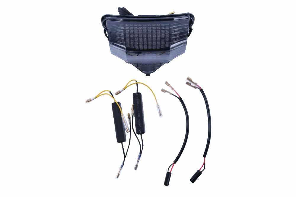 aVDB-moto Luz Freno LED compatible con YAMAHA FAZER 600 FZ6-S 2004-2014, FAZER 600 FZ6-N 2004-2014 Plug & Play con Intermitentes (Tintado)