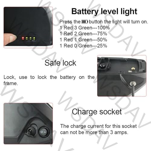 Batterie pour VTT 48 V 14 Ah lithium compatible vélo électrique de route