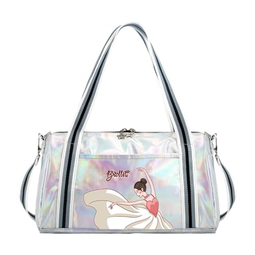 rockible Bolsa de dança feminina, balé, mochila, item pessoal, portátil, multiuso, bolsa para dormir, bagagem de mão, fim de semana, bolsa para pernoite, para, Prata