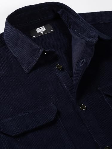 Image of Thomas Scott Men's Premium Spread Collar Double Pocket Corduroy Oversized Shackets