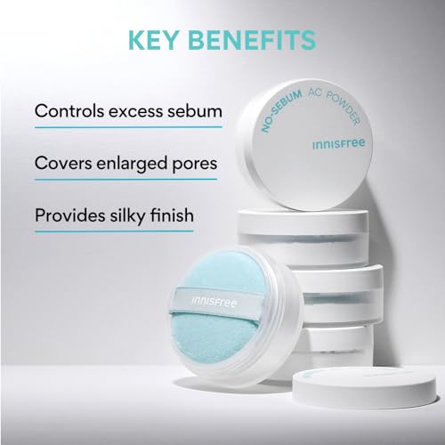 Innisfree No Sebum AC Powder, Matte Finish - Controls Excess Sebum, Korean Makeup - Image 2