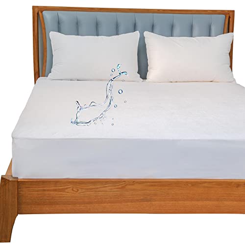 Kingnex Protector de colchón de tamaño matrimonial, impermeable, silencioso, transpirable, funda de colchón ajustable de rizo suave de alta calidad