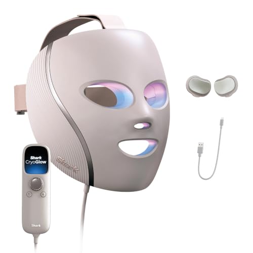 Shark CryoGlow LED Face Mask, Red Light Therapy, Under-Eye Cooling, FW312PK | Red, Blue & Deep Infrared Light, Skincare Device for Fine Lines & Acne, Clinically Tested & FDA-Cleared, 4 Modes, Rose Glow​