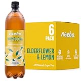 Nexba Elderflower & Lemon Kombucha 1 L (Pack of 6) – All Natural, Sugar Free & Healthy Floral & Citrusy Tonic