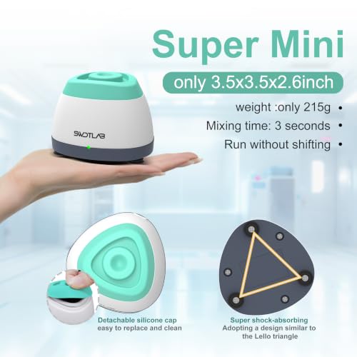 Image of Mini Vortex Mixer with Touch Function for Lab Nail Polish (Cyan) | 3s Fast Mix DC Brushless Motor, Touch Auto-Stop, Anti-Slip Quiet, Compact Portable, for Nail Lash Glue Lab Paint Tattoo Ink