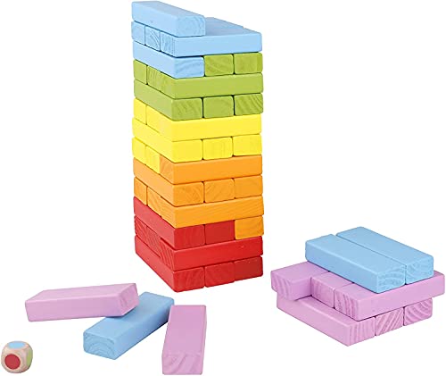 Image of PLUSPOINT 48 Pcs Colourful Wooden Blocks Indoor Balancing & Building Game, Montessori Wooden Toys, Kids Activity Tower Block for Cognitive Development & Fun Family Game Gift for Kids and Adults