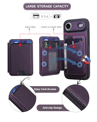 Funda magnética iPhone 17 Air antiarañazos con billetera segura 6