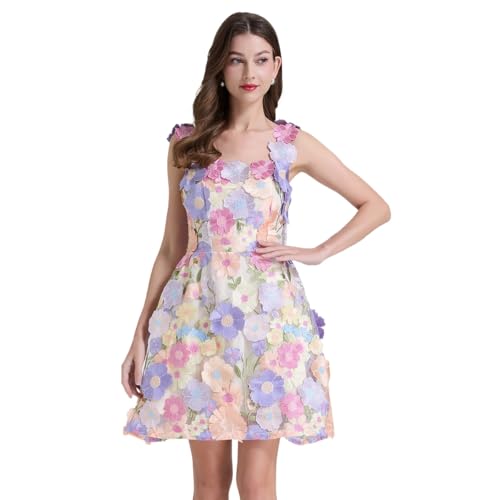 Women's Heavy Industry Embroidery Flower Slim-fit Halter Dress - Main Image