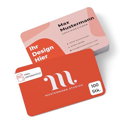Personalisierte Visitenkarten mit abgerundeten Ecken Logo Design oder Text hinzufügen 100 Stück 300 g/m 85 x 55 mm matt beidseitiger Druck ideal für Firmen Selbständige Messen und Events