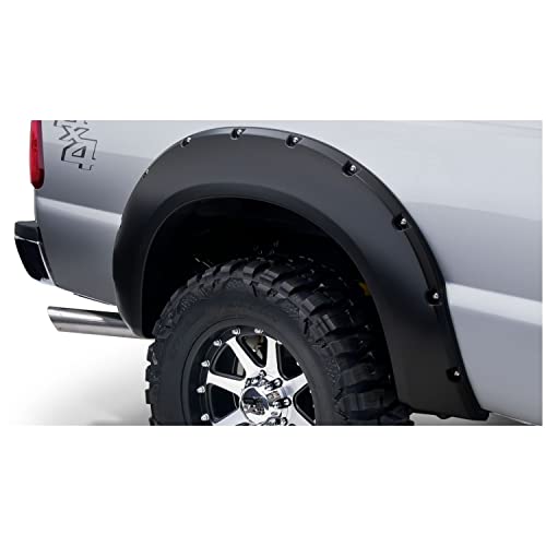 Bushwacker Pocket/Rivet Style Rear Fender Flares | 2-Piece Set, Black, Smooth Finish | 20084-02 | Fits 2011-2016 Ford F-250, F-350 Super Duty Styleside (Excludes Dually)
