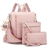 Soperwillton Women Backpack Purse PU Leather Anti-theft Fashion Shoulder Bag Travel Backpack Set 3pcs