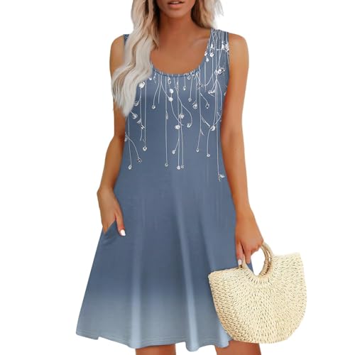 Vestidos Largos Mujer Verano, Vestidos Verano Mujer 2025 Playa Fiesta Sin Mangas Cuello Redondo Baratos Elegantes Vestido Summer Dresses for Women Compra Online Marina de Guerra