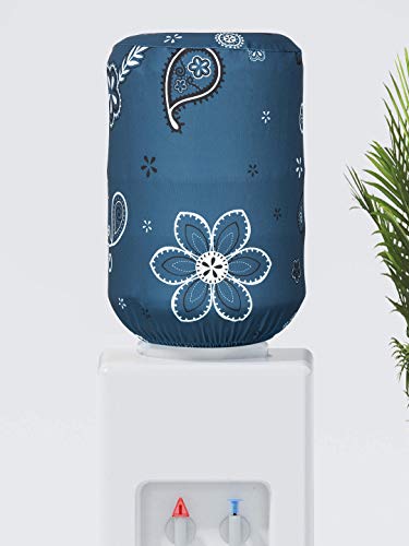 Image of Cortina Printed Dispenser Cover|Water Can Protectors|Elastic Closure | Polyester Material | Digitally Printed | Heat Resistant | Water-Proof | 45cm x 42cm x 43cm | 20 Lts | 2Pc | Grey & Blue 2
