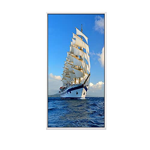 Peinture diamant voilier blanc 40x80cm anti stress pour adulte