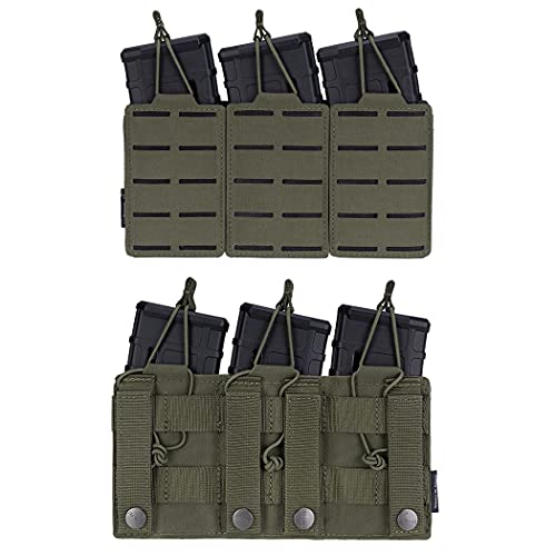 Idogear Tactical Mag Pouch Open-Top Triple Molle Magazine Pouches For M4 M14 M16 Ar-15 5.56Mm Rifle Magazines (Ranger Green) #TOP1