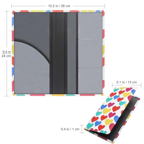 Image of LumiMokki Premium Car Registration & Insurance Card Holder with Magnetic Shut, Vehicle Glove Box Car Organizer - For Documents, Cards, License (Heart symbol)
