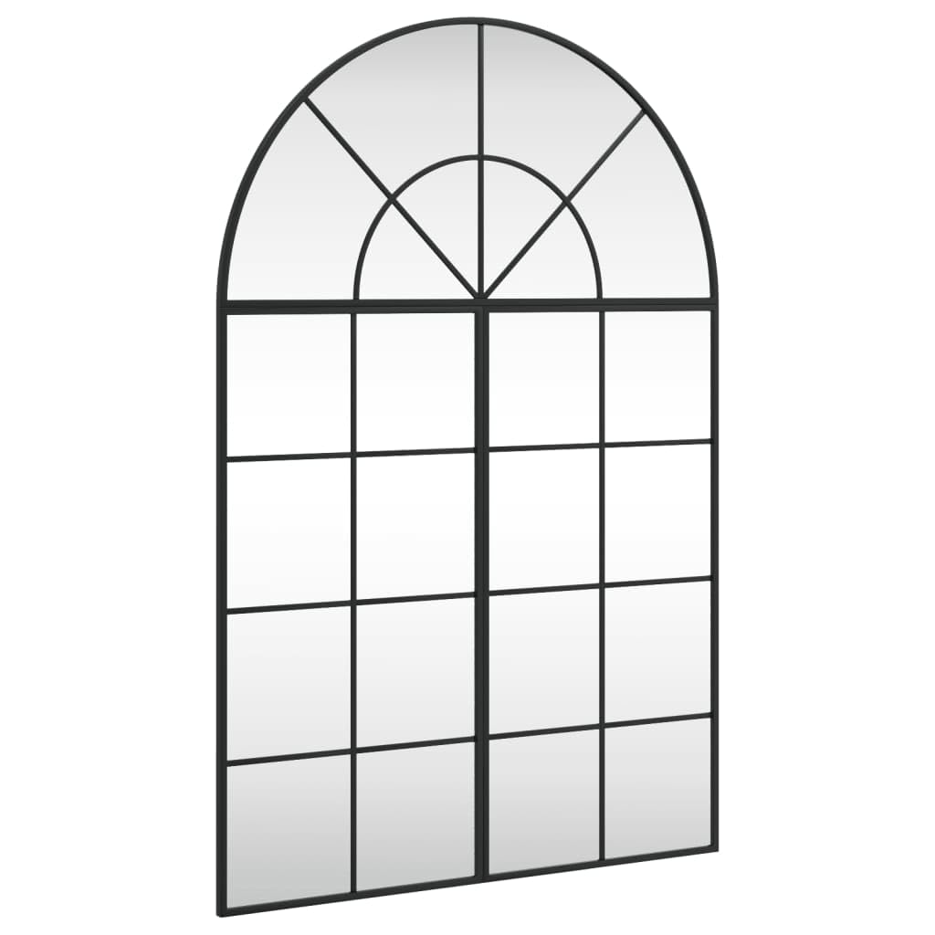 KGHFDVB Minimalistic Arch Iron Wall Mirror 80x120 cm, Black Powder-Coated Frame for Durable Wall-Mounted Use, Clear Glass Reflection for Bedroom, Living Room, Bathroom