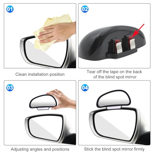 Image of Blind Spot Mirror Adjustable 360 Degree Car Side Mirror, HD Glass Rear View Exterior Accessories Frame Thickness Less than 5MM for Car SUV (single mirror left)