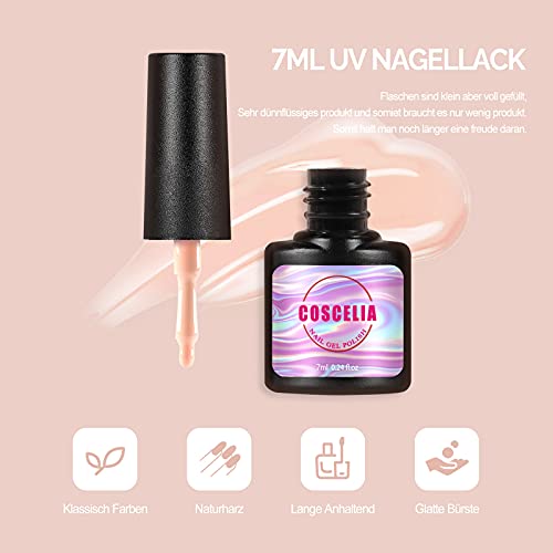 Coscelia 10 * 7ml UV Nagellack Starterset Gel Nagellack Set mit 36W UV/LED Lampe Top&Base Coat Gelnägel Starterset… – Bild 4