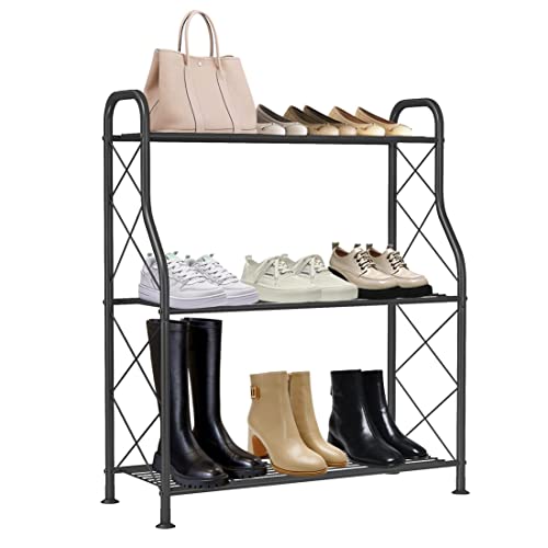 Solerconm Étagère à Chaussures, Meuble à Chaussures à 3 Niveaux, Rangement Chaussures et d'autre Objets Divers avec étagères sous Forme d'échelle pour Les Chaussures ou Les Plantes très Facile Cover