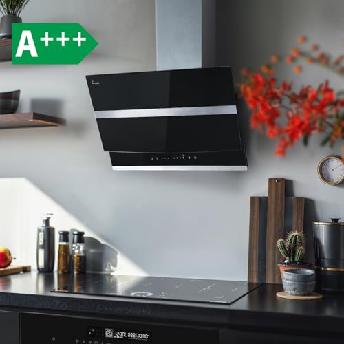 KKT KOLBE Dunstabzugshaube Wandhaube HERMES8005SM, 80 cm kopffrei | 782 cbm/h, Edelstahl und schwarzes Glas, SensorTouch-Bedienung, RGBW-LED-Beleuchtung, WLAN, Energieeffizienzklasse A+++ – Bild 3