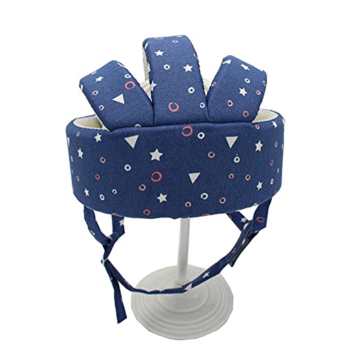 赤ちゃんヘルメット ベビーヘルメット ベビーヘッドガード 頭 ヘルメット あたまガード 転倒 けが防止 全方向頭を守る 衝撃吸収 ごっつん防止 サイズ調整可能 通気性 超軽量 吸汗性抜群 綿 洗える 出産祝い 室内用 プレゼント (ダークブルー)
