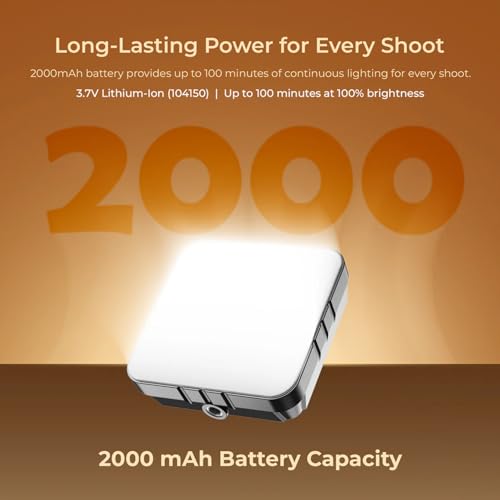 Image of Digitek (LED-D11W) Mini 11W Bi-Color LED Video Light with 120 Beam Angle, 2000mAh Battery, Brightness Adjustment, 2500K-9900K, Type-C Charging, 1 /4 inch Mount, 40 LEDs Bulbs, for Vlogs & Live Streaming