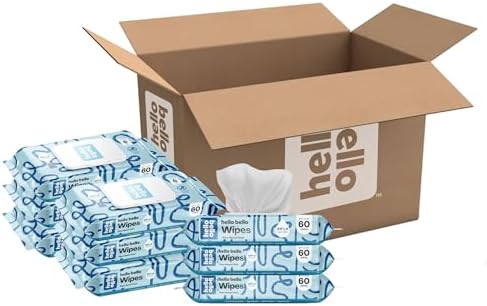 Hello Bello Extra Gentle Unscented Baby Wipes, Plant Based, Made with 99% Water and Aloe for Babies and Kids, 60 Count (Pack of 9) Total 540 Count
