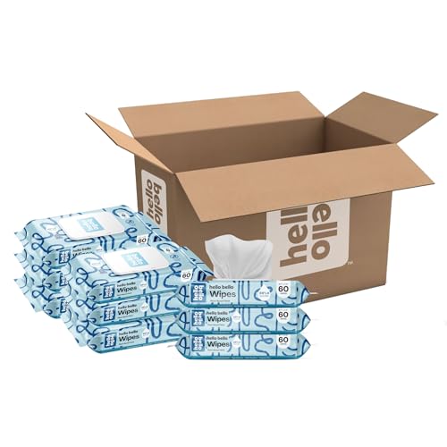 Hello Bello Extra Gentle Unscented Baby Wipes, Plant Based, Made with 99% Water and Aloe for Babies and Kids, 60 Count (Pack of 9) Total 540 Count