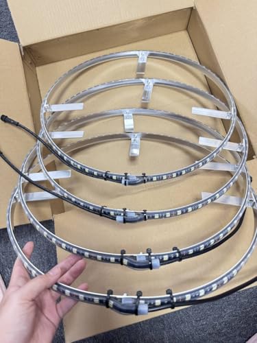 15.5 Inch LED Wheel Ring Lights, Single Row, Illuminated LED Set, Pure White, Rocker Switch+RF Remote Control, 14 Flash Patterns, Light up for Truck SUV Car