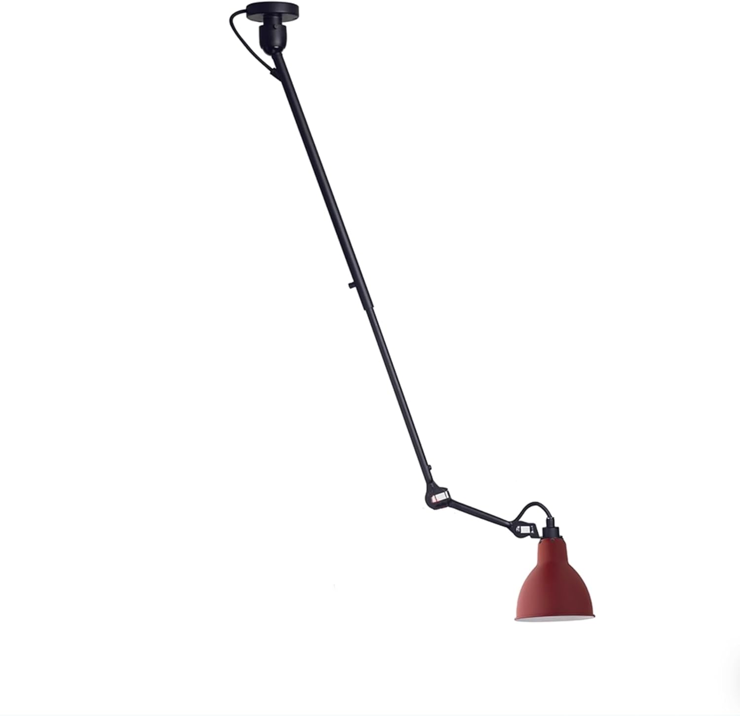Industrial Swing Arm Pendant Light Off-Center Adjustable Light Fixture Modern Farmhouse Cone Shade Hanging Light Fixture for Kitchen Island, Dining Room, Office, Red