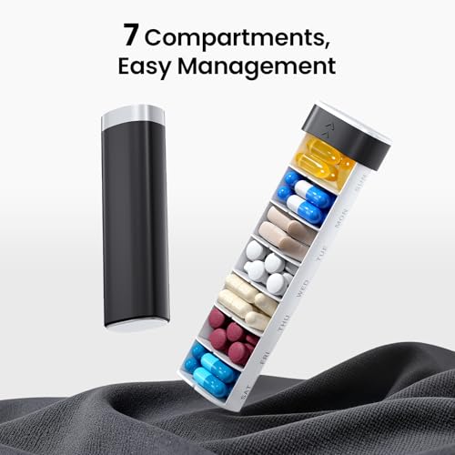 Betife Travel Pill Organizer Weekly 7 Day, Compact Daily Pill Box, Portable Medicine Case, Cute Pill Holder for Vitamins Supplements, Drawer-Shaped Pills Organizer (Black) - Image 6