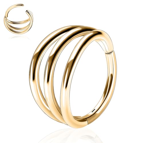 HENYQANN Anillo Perforación Caracola 16G Perforación Tabique 8mm Perforación Hélice Daith Perforación Torre Triple Apilado Perforación Labio Perforación Trago Perforación Nudo Oro Perforación